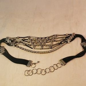 Silver Beaded Multi Layered Chain Belt